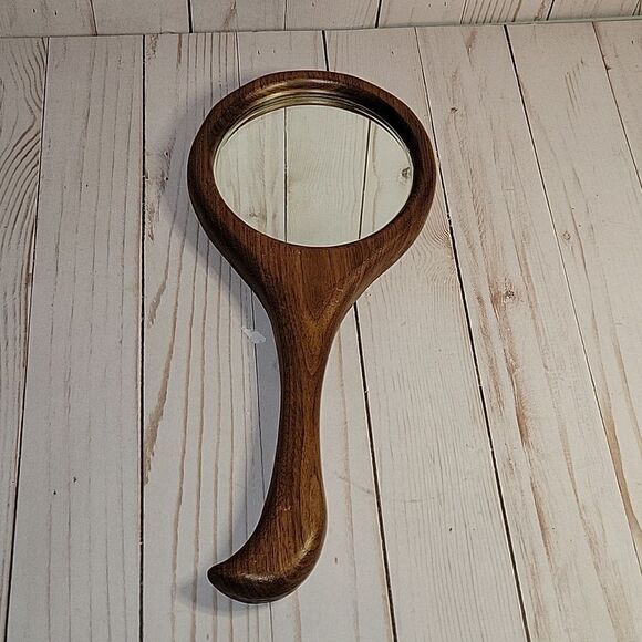 Vintage Wood Hand Mirror - Picture 1 of 4